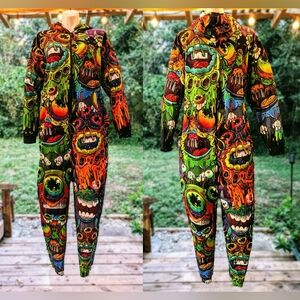 SOLD *DEVIL WALKING* Drippy Alien Onesie XL